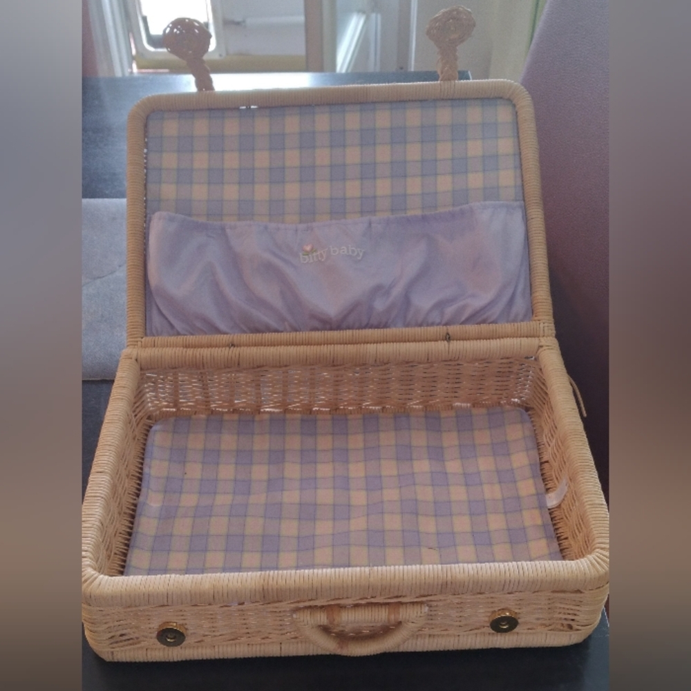 American Girl Doll Bitty Baby Wicker Trunk and Accessories